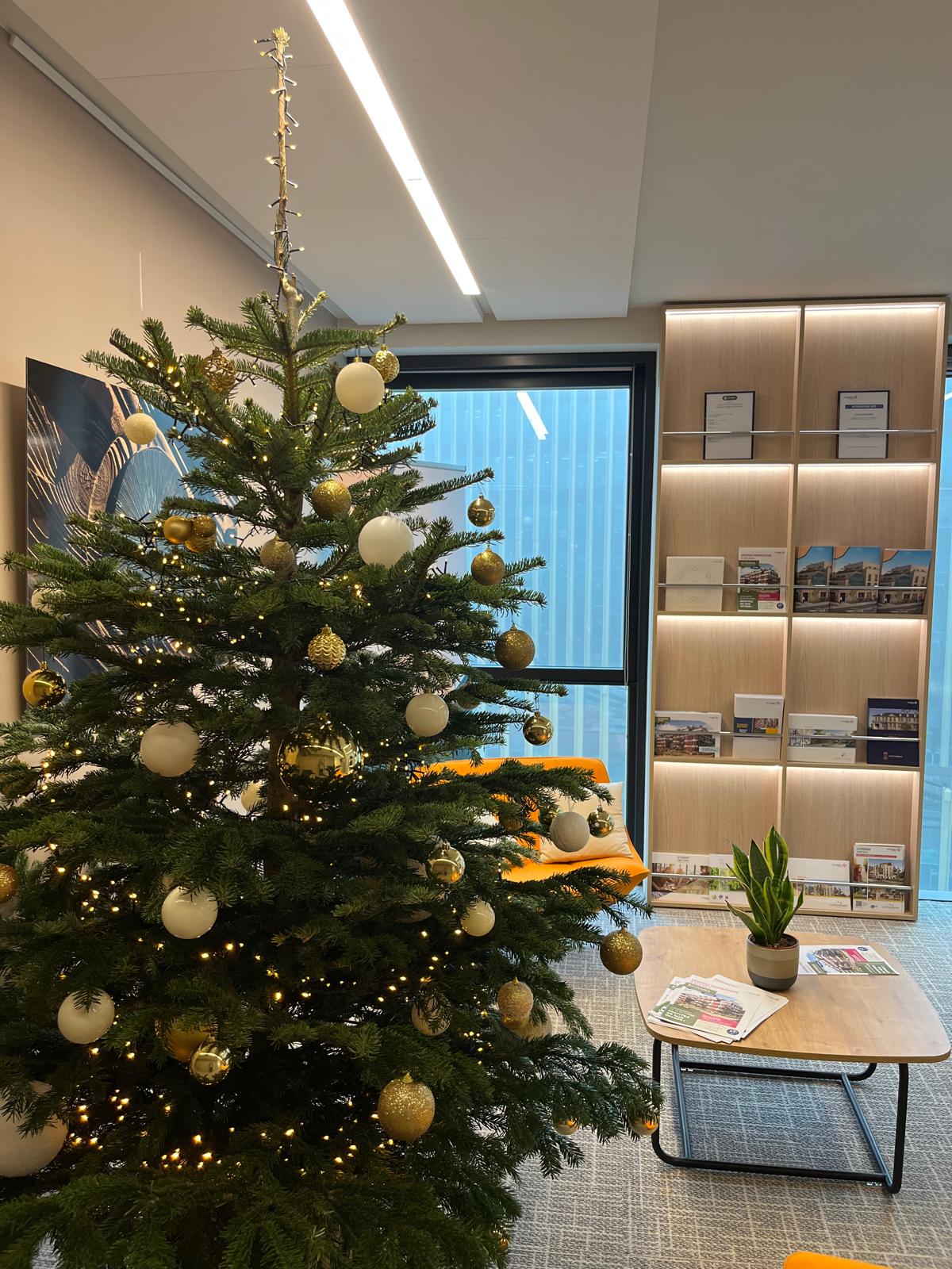 sapin de noël lille or et blanc