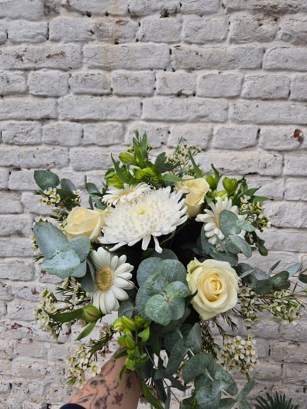 bouquet vert et blanc pour deuil à Lille